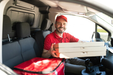 delivery driver in company car