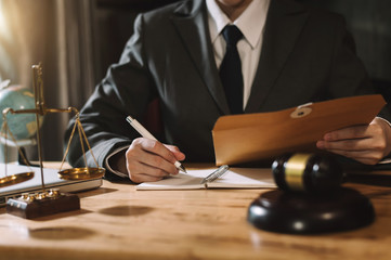 lawyer with papers and gavel